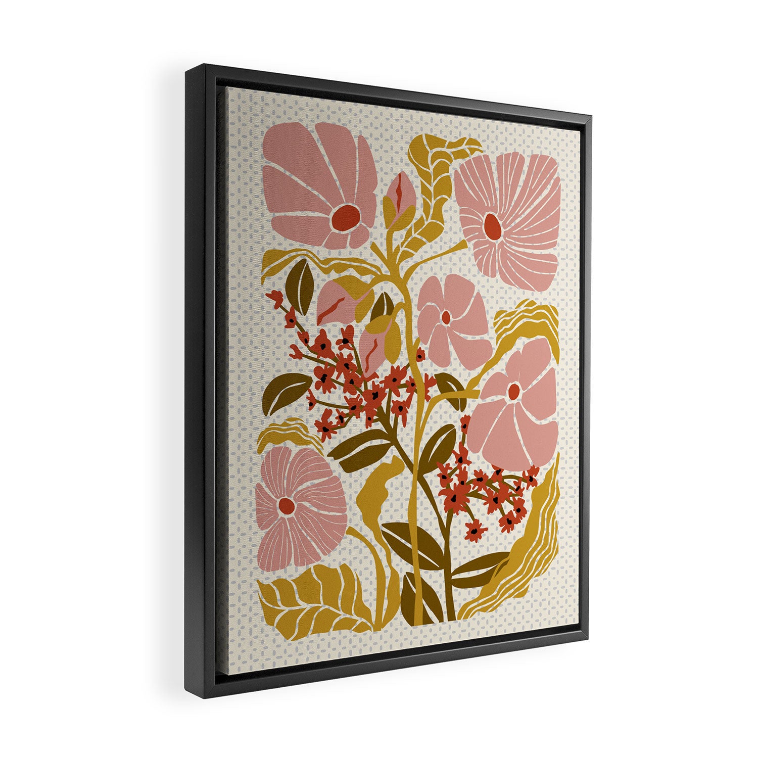 Klimt flowers  soft rose Framed Canvas Print Gallery Image 2