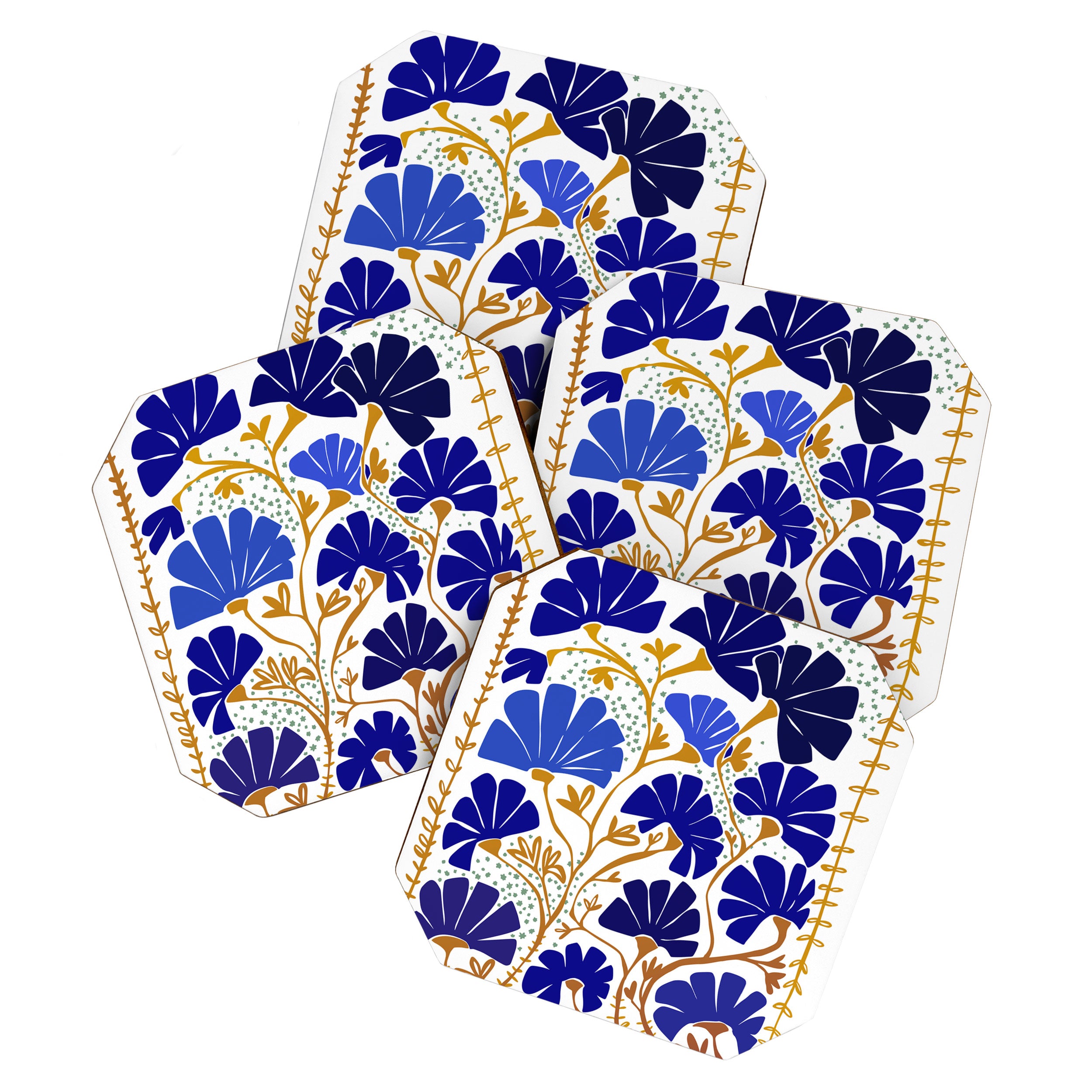 Klimts always blooming good mood bright blue Coaster Gallery Image 1