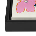 Large Pink  Retro Flowers Framed Canvas Print Gallery Image 3