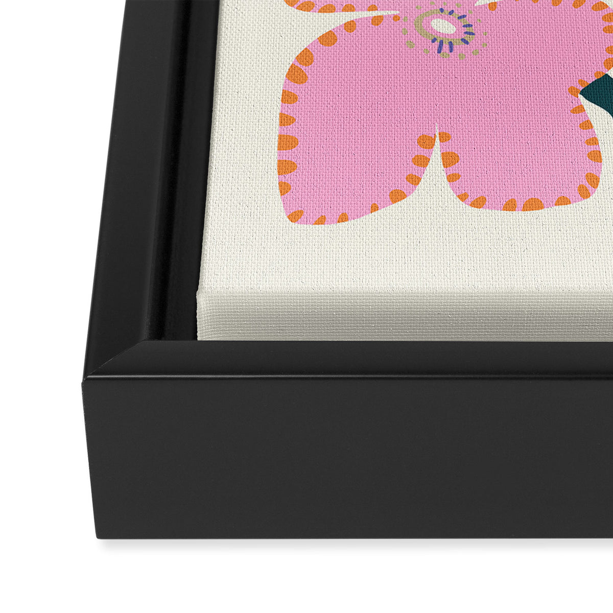 Large Pink  Retro Flowers Framed Canvas Print Gallery Image 3