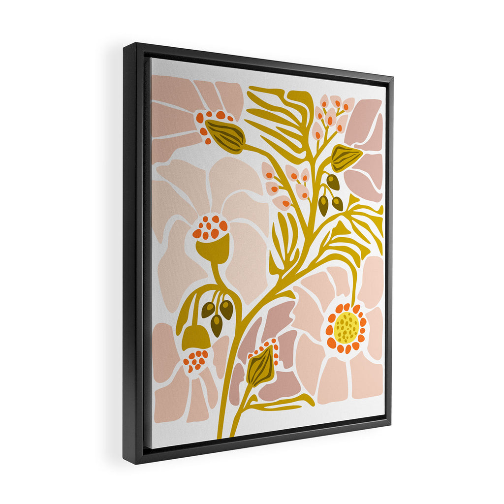Light Backyard flower modern floral illustration  Framed Canvas Print Gallery Image 2