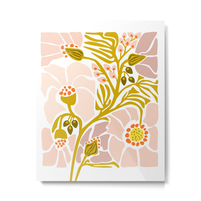Light Backyard flower modern floral illustration  Metal Print Gallery Image 1