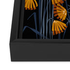 Linocut flower meadow black Framed Canvas Print Gallery Image 3