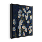 Linocut flower meadow blue Framed Canvas Print Gallery Image 2