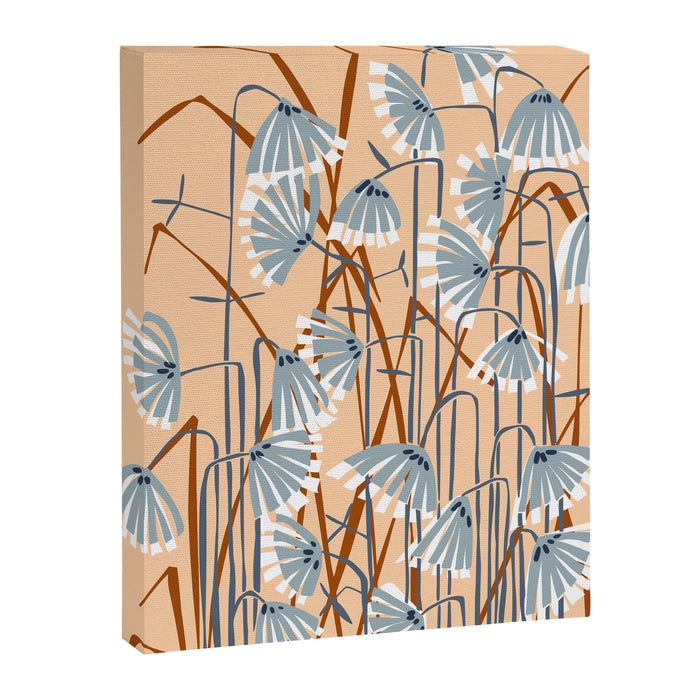 Linocut flower meadow blush Canvas Print Gallery Image 1