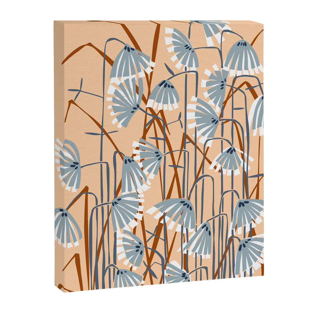Linocut flower meadow blush Canvas Print Gallery Image 6