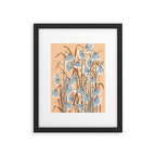 Linocut flower meadow blush Framed Art Print Gallery Image 4