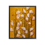 Linocut flower meadow mustard yellow Framed Canvas Print Gallery Image 6