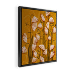 Linocut flower meadow mustard yellow Framed Canvas Print Gallery Image 2