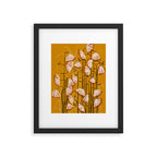 Linocut flower meadow mustard yellow Framed Art Print Gallery Image 5
