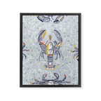 Lobster and crab coastal nostalgia grey Framed Canvas Print Gallery Image 8