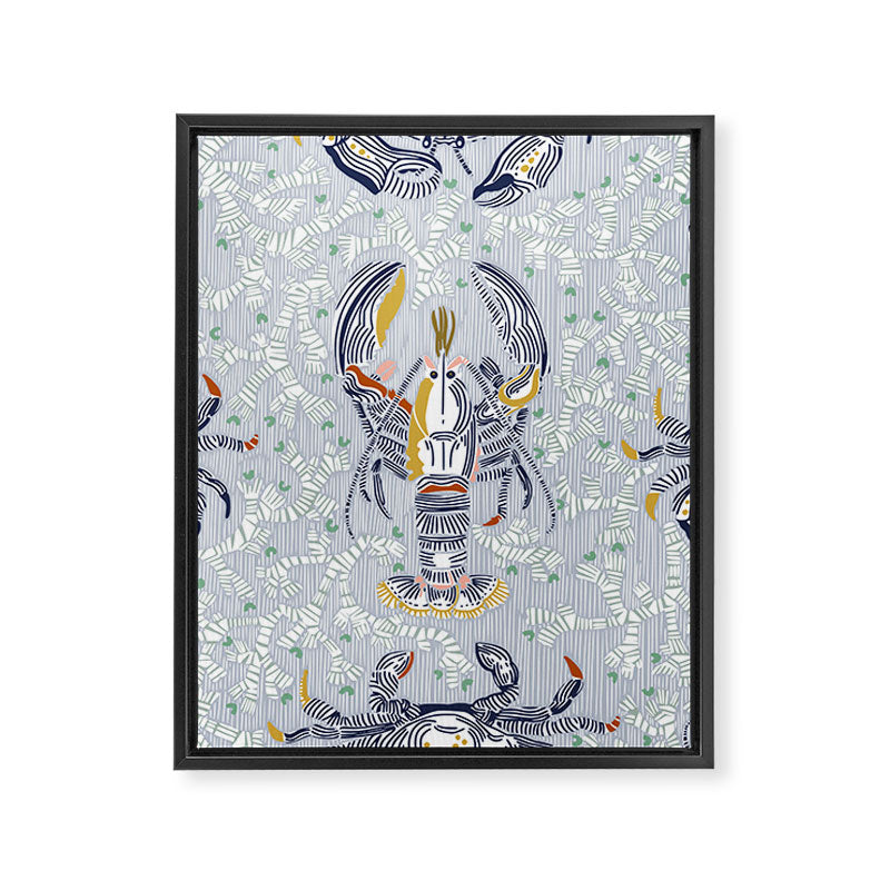 Lobster and crab coastal nostalgia grey Framed Canvas Print Gallery Image 8