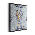 Lobster and crab coastal nostalgia grey Framed Canvas Print Gallery Image 2