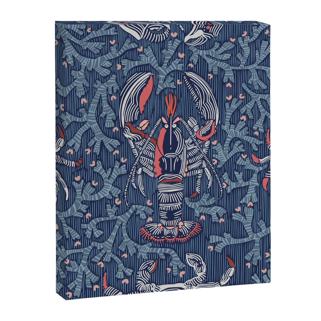 Lobster and crab coastal nostalgia navy Canvas Print Gallery Image 8