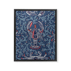 Lobster and crab coastal nostalgia navy Framed Canvas Print Gallery Image 8