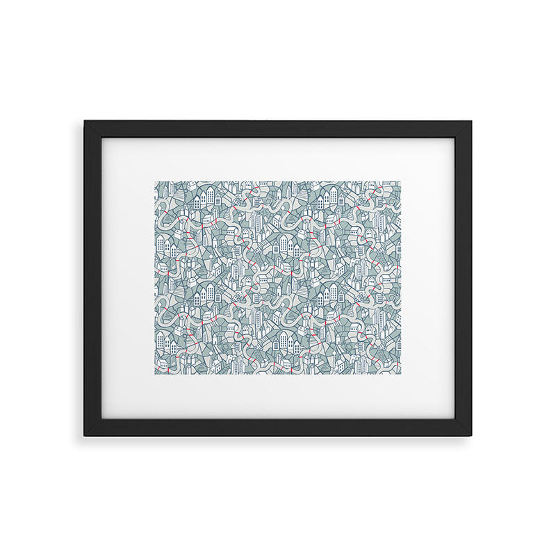 ma ville mon amour; City life collection blue teal  Framed Art Print Gallery Image 5