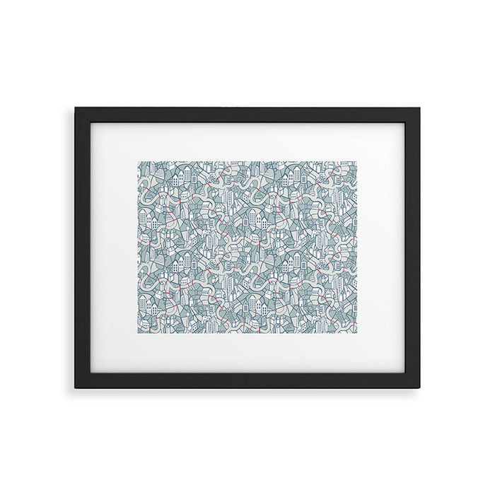 ma ville mon amour; City life collection blue teal  Framed Art Print Gallery Image 1