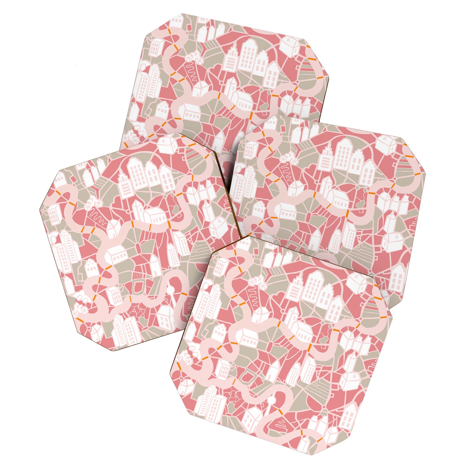 ma ville mon amour; City life collection pearl pink  Coaster Gallery Image 1