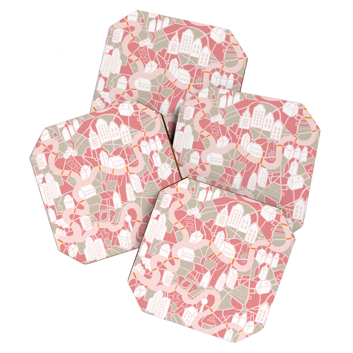 ma ville mon amour; City life collection pearl pink  Coaster Gallery Image 1