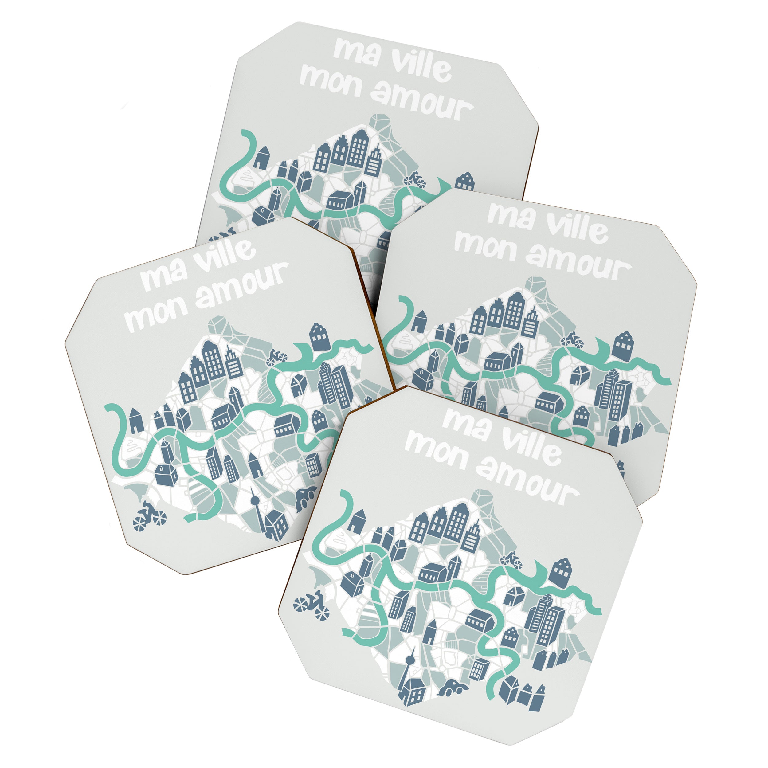 ma ville mon amour; City life collection soft grey  Coaster Gallery Image 1