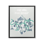 ma ville mon amour; City life collection soft grey  Framed Canvas Print Gallery Image 6
