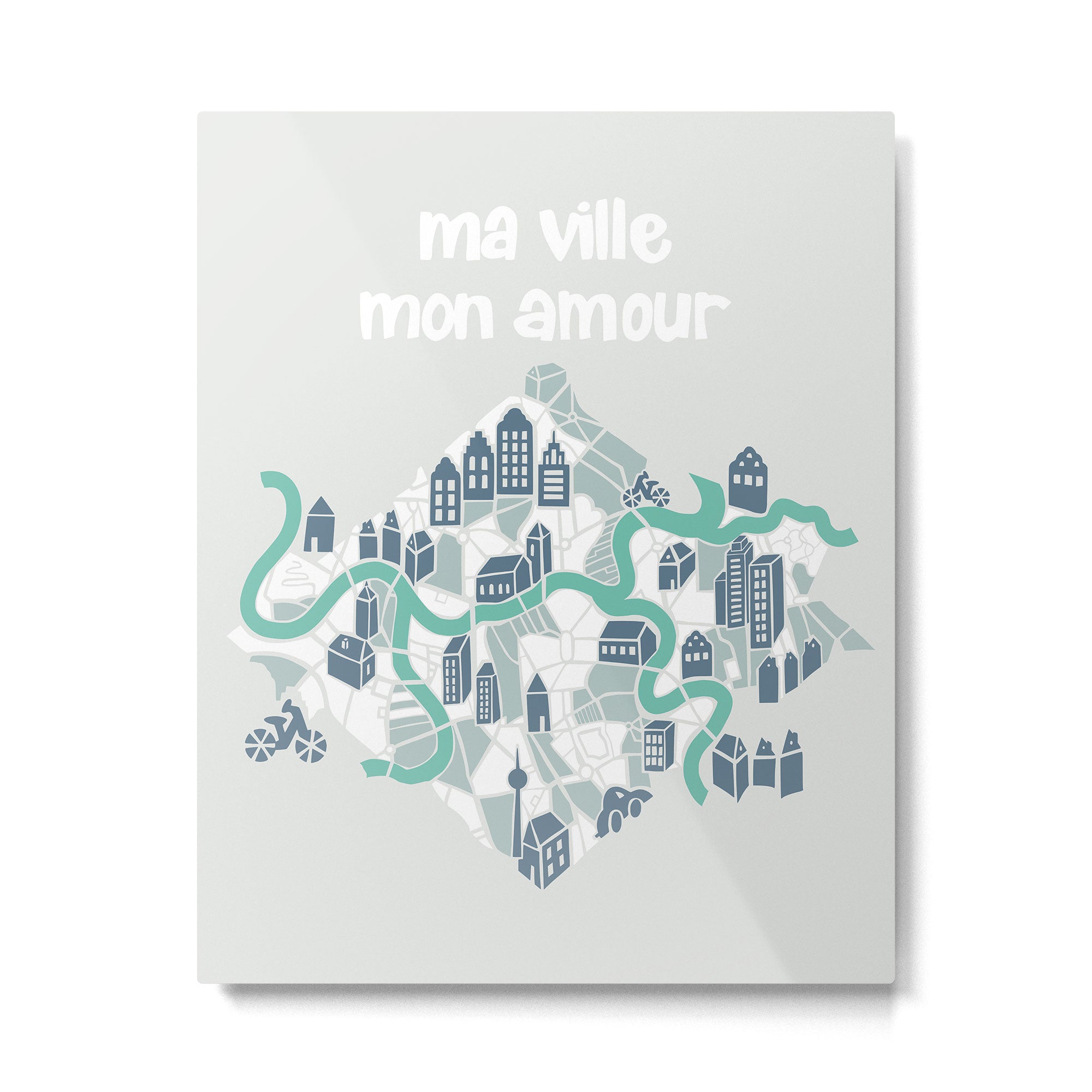 ma ville mon amour; City life collection soft grey  Metal Print Gallery Image 4