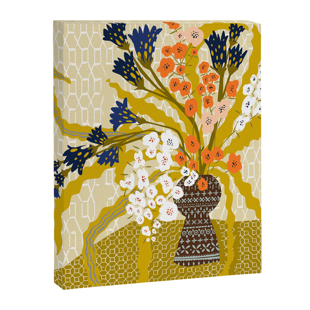 Matisse Flower Vase modern Illustration mustard yellow Canvas Print Gallery Image 3