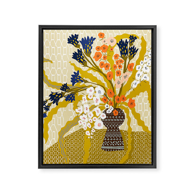 Matisse Flower Vase modern Illustration mustard yellow Framed Canvas Print Gallery Image 6