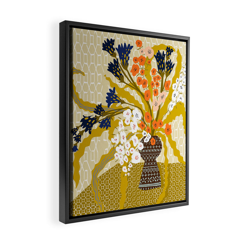 Matisse Flower Vase modern Illustration mustard yellow Framed Canvas Print Gallery Image 2
