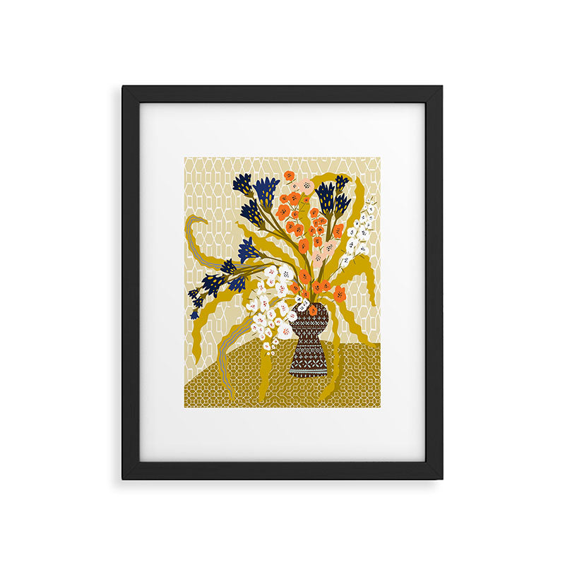Matisse Flower Vase modern Illustration mustard yellow Framed Art Print Gallery Image 5