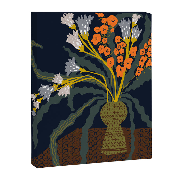 Matisse Flower Vase modern Illustration dark Canvas Print Gallery Image 1