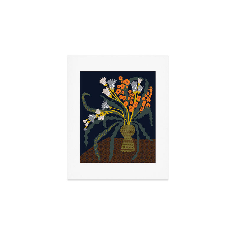 Matisse Flower Vase modern Illustration dark Art Print Gallery Image 1