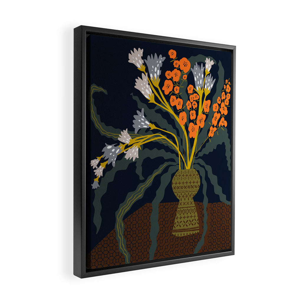 Matisse Flower Vase modern Illustration dark Framed Canvas Print Gallery Image 2