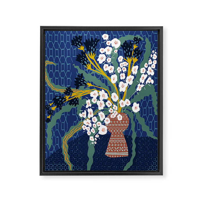 Matisse Flower Vase modern Illustration denim Framed Canvas Print Gallery Image 1