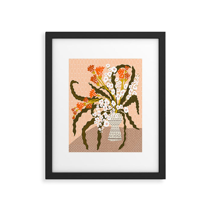 Matisse Flower Vase modern Illustration earthy colors Framed Art Print Gallery Image 1