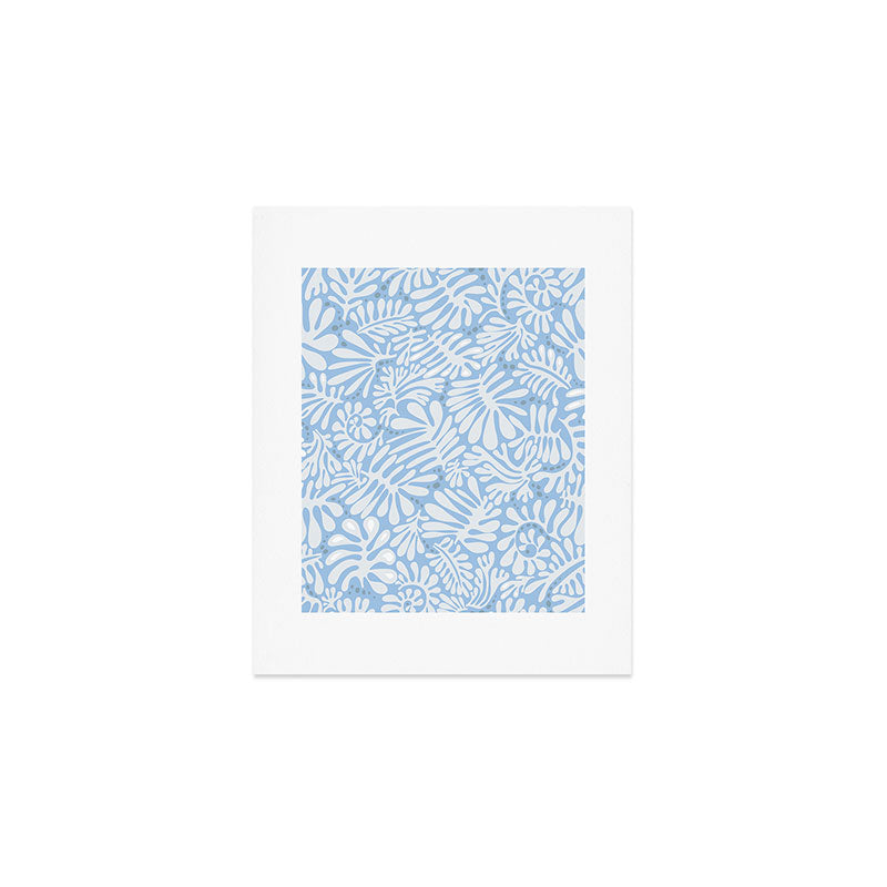 Matisse leaves pattern modern minimalistic light sky blue Art Print Gallery Image 1