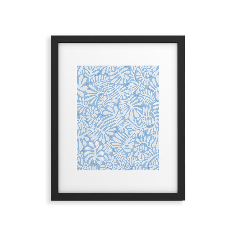 Matisse leaves pattern modern minimalistic light sky blue Framed Art Print Gallery Image 5