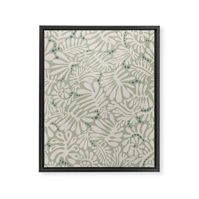 Matisse minimalistic leave pattern light sage green Framed Canvas Print Gallery Image 6
