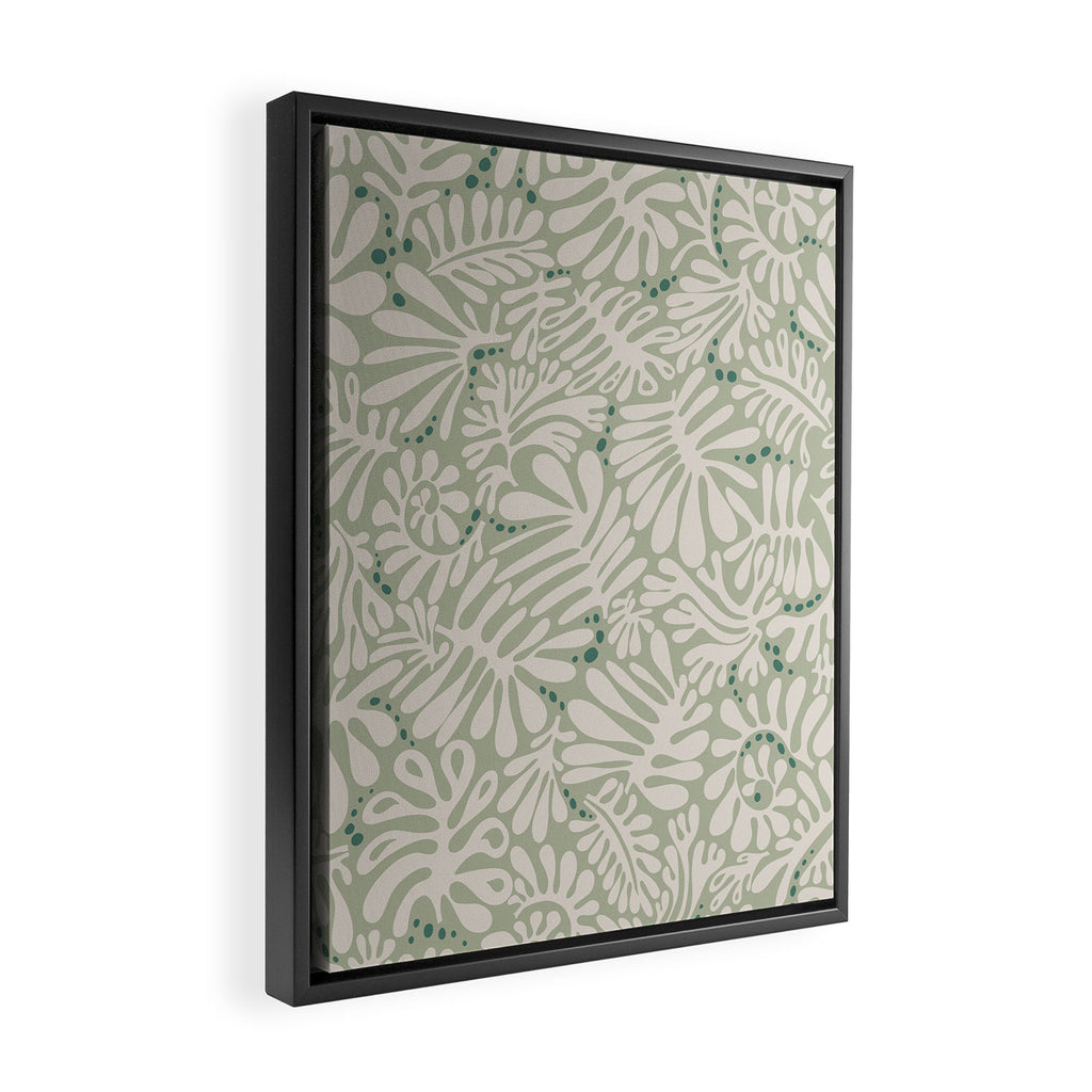 Matisse minimalistic leave pattern light sage green Framed Canvas Print Gallery Image 2