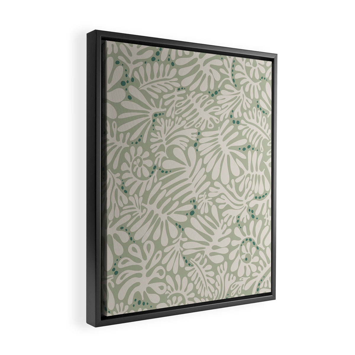 Matisse minimalistic leave pattern light sage green Framed Canvas Print Gallery Image 2