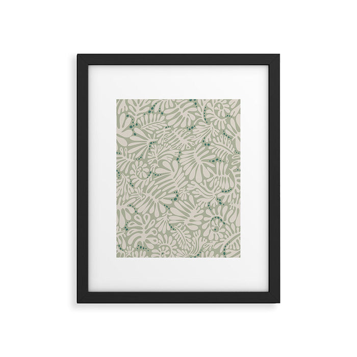 Matisse minimalistic leave pattern light sage green Framed Art Print Gallery Image 1