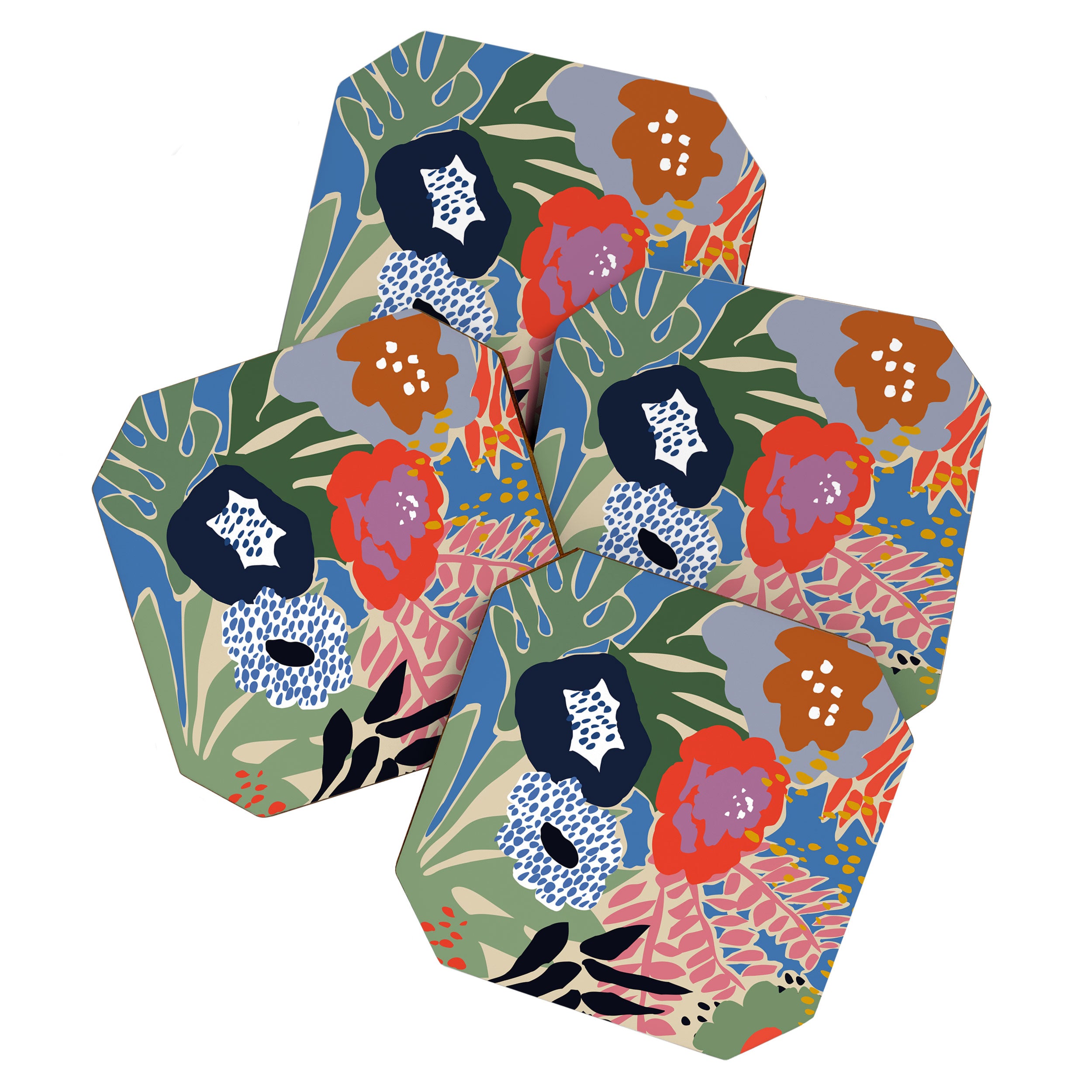 Maximalist floral shapes Coaster Gallery Image 1
