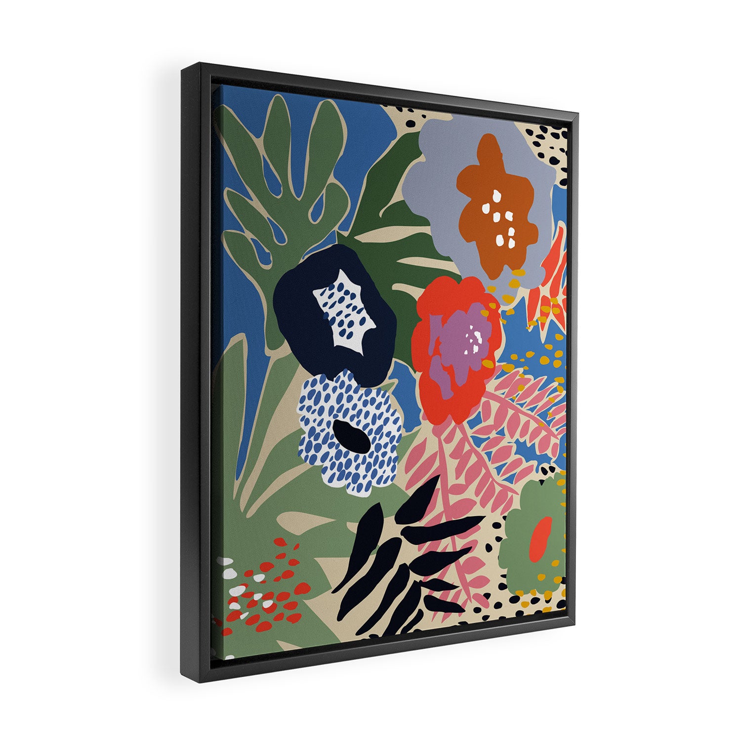 Maximalist floral shapes Framed Canvas Print Gallery Image 2