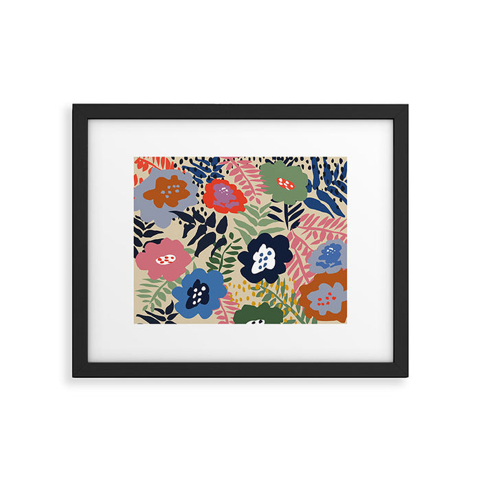 Maximalist floral shapes pattern Framed Art Print Gallery Image 1