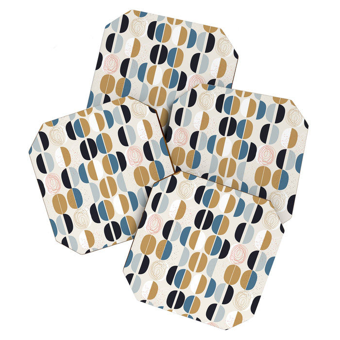 Mid century geometric pattern Coaster Gallery Image 1