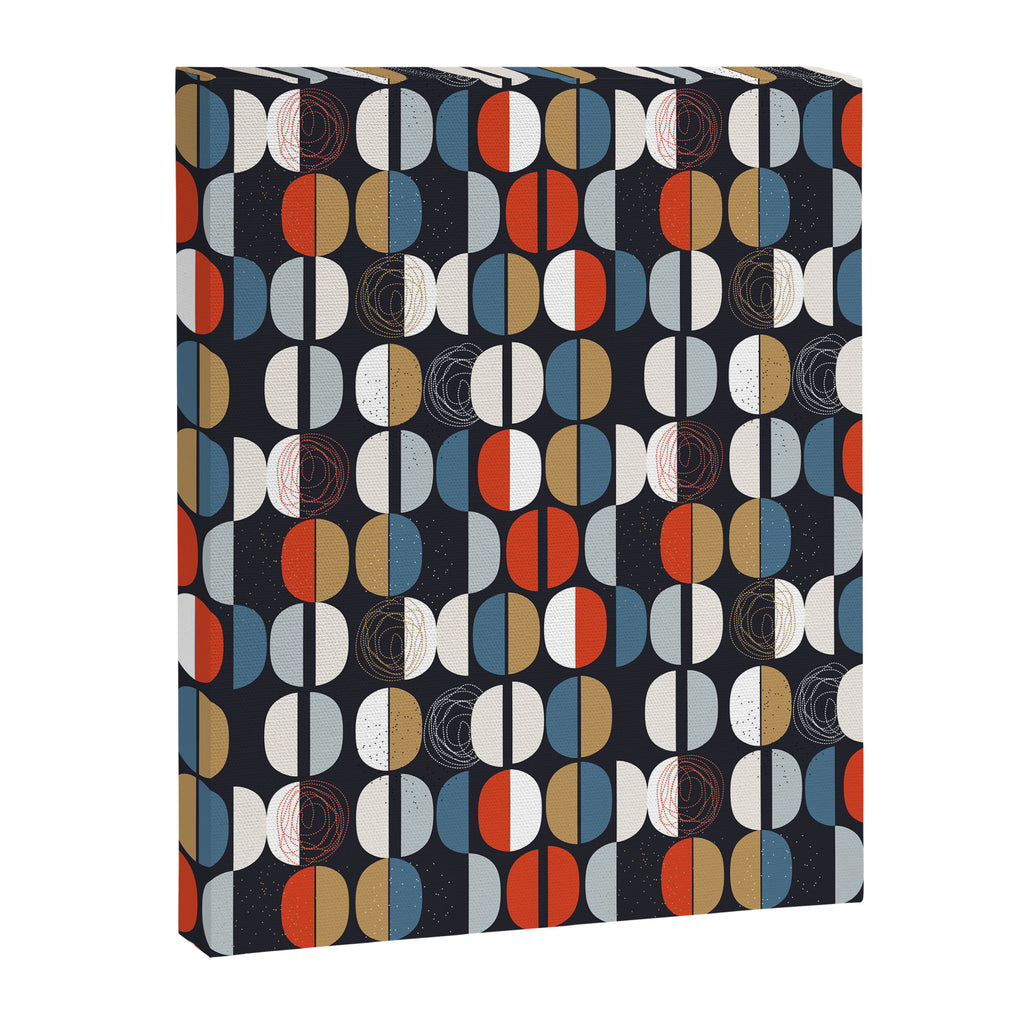 Mid century geometric pattern dark blue Canvas Print Gallery Image 8