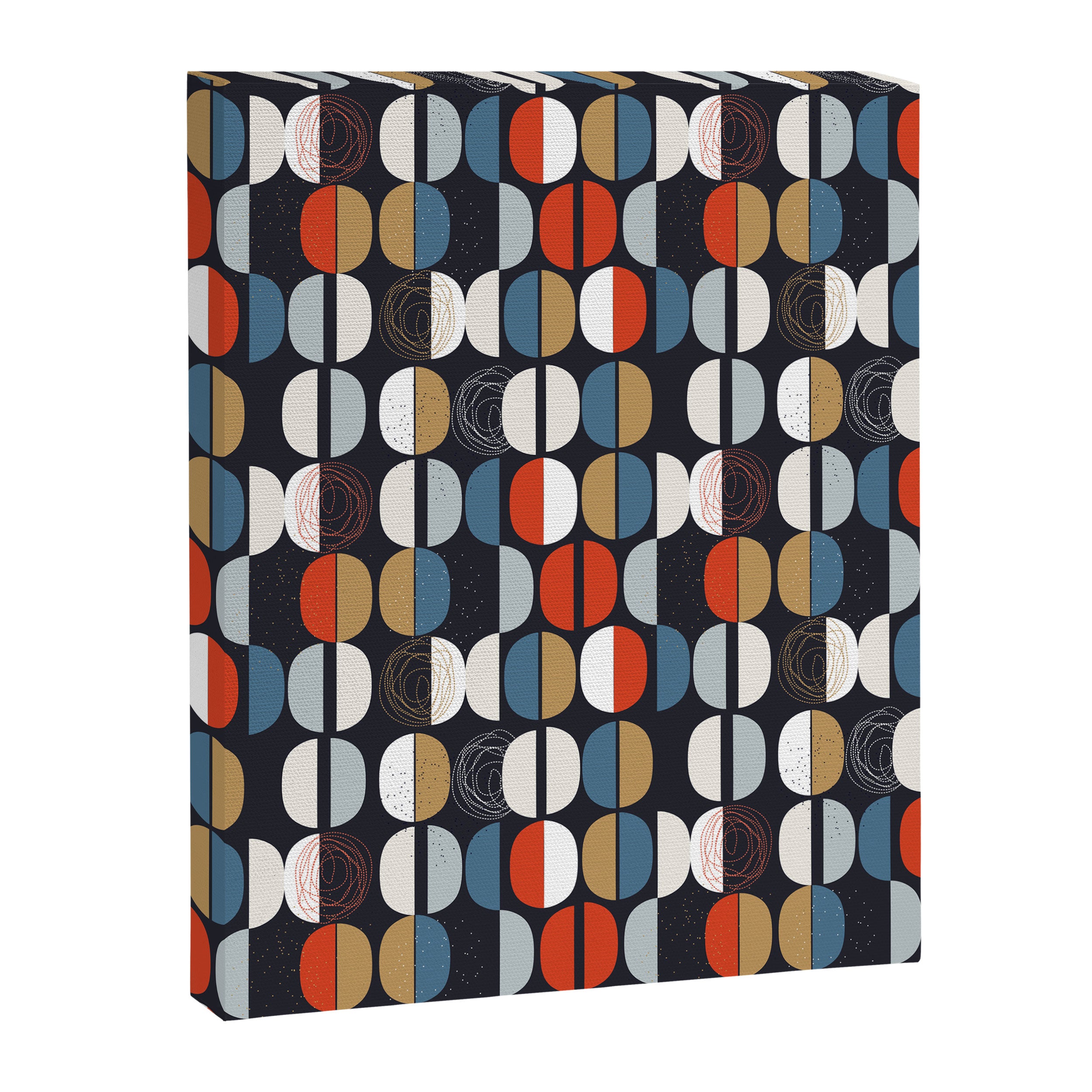 Mid century geometric pattern dark blue Canvas Print Gallery Image 8