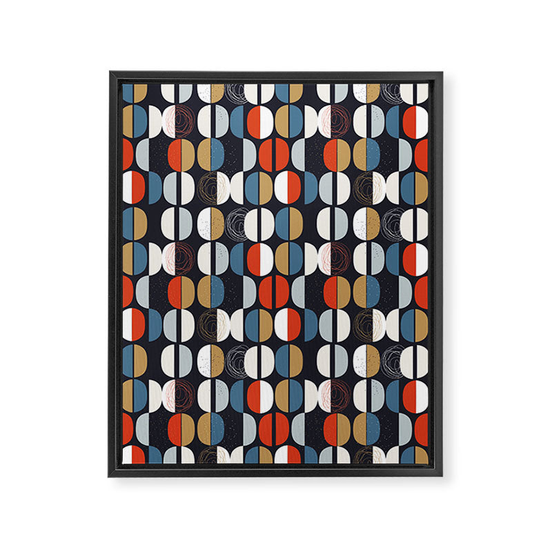 Mid century geometric pattern dark blue Framed Canvas Print Gallery Image 8