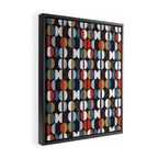 Mid century geometric pattern dark blue Framed Canvas Print Gallery Image 2
