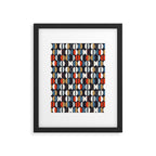 Mid century geometric pattern dark blue Framed Art Print Gallery Image 6